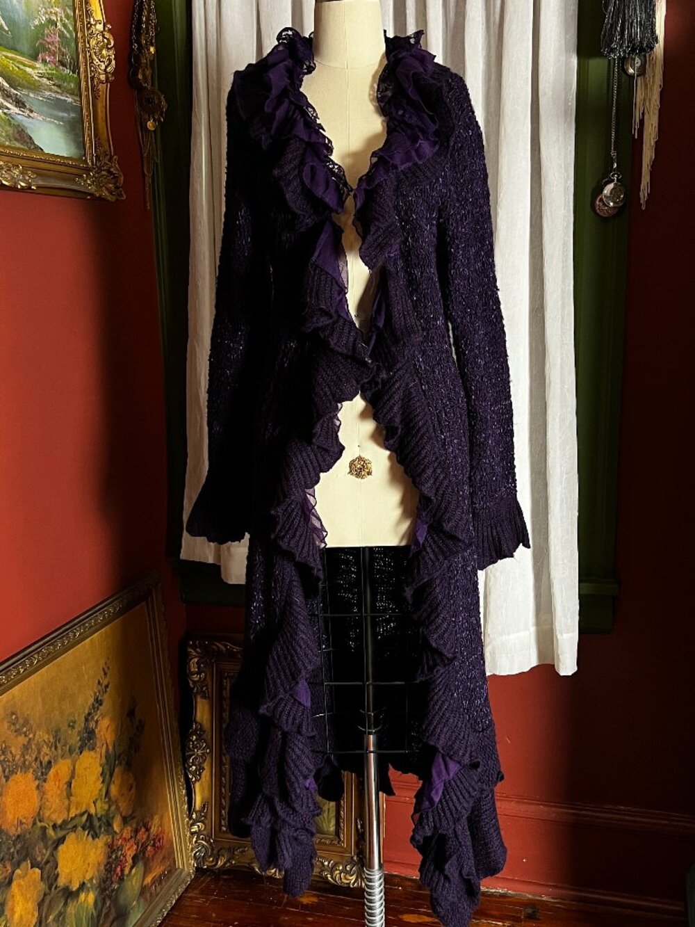 Purple Knit Ruffle duster - Picture 7 of 16